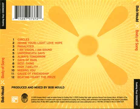 Bob Mould — Body Of Song UK CD back