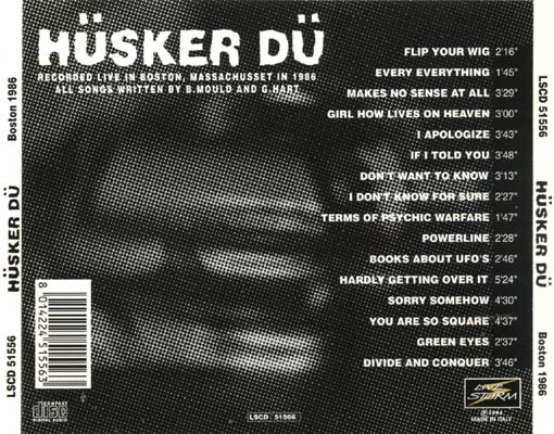 Hüsker Dü Boston 1986 boot CD back