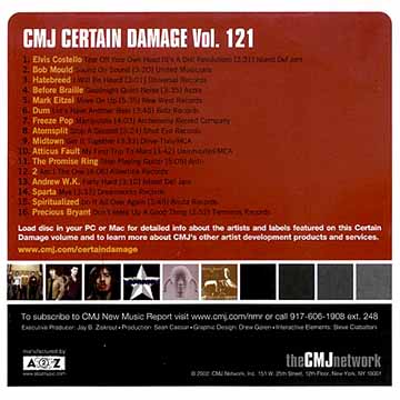 CMJ Certain Damage, Vol. 121 CD back