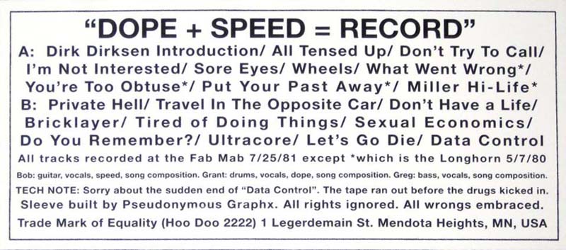 DOPE + SPEED = RECORD back sticker