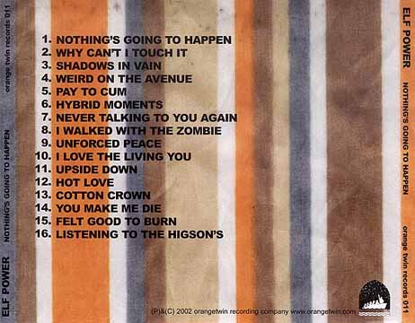 Nothing's Going To Happen CD back