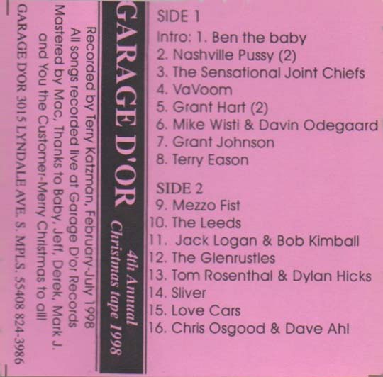 Garage D'Or 4th Annual Christmas Tape 1998 cassette inlay