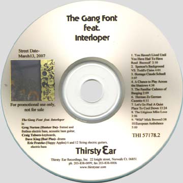 The Gang Font, Feat. Interloper advance CD disk artwork