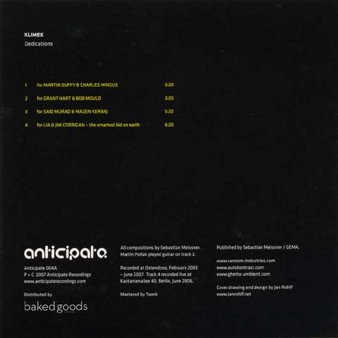 Dedications [limited edition CD EP] CD back