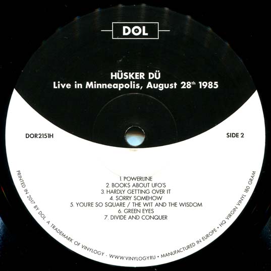 Live In Minneapolis bootleg side 2 label