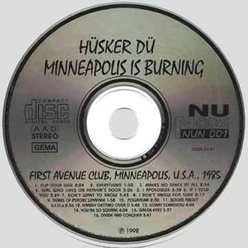 Hüsker Dü Minneapolis Is Burning boot CD artwork