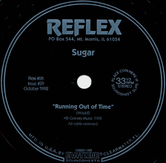 Sugar — Running Out Of Time flexidisc a-side label detail