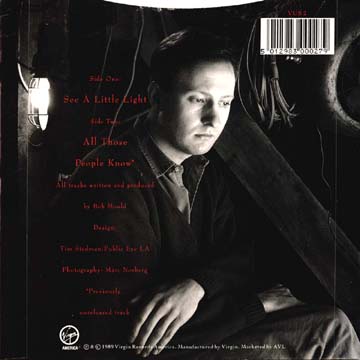 Bob Mould — See A Little Light UK 7" sleeve back