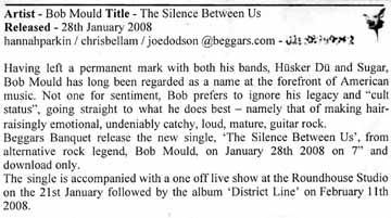 The Silence Between Us UK promo CD sticker detail