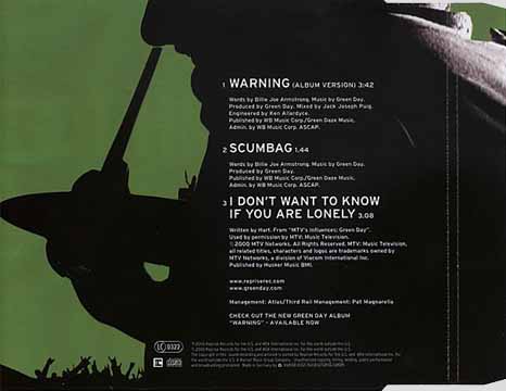 Warning CD back