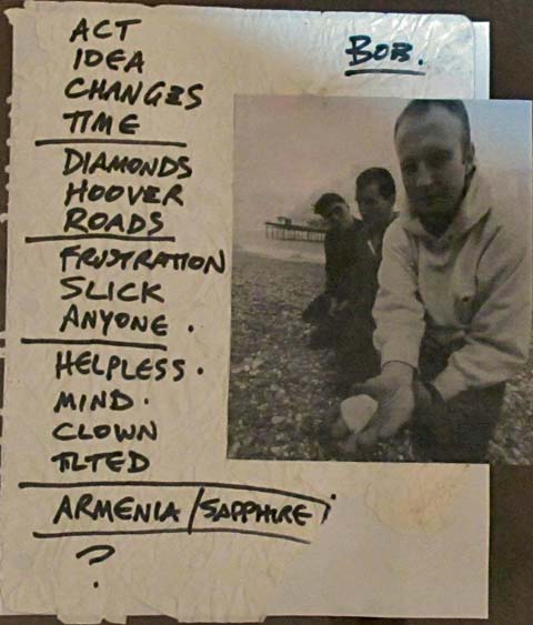 Handwritten setlist: Pavilion, Brighton UK, 02 Oct 1992