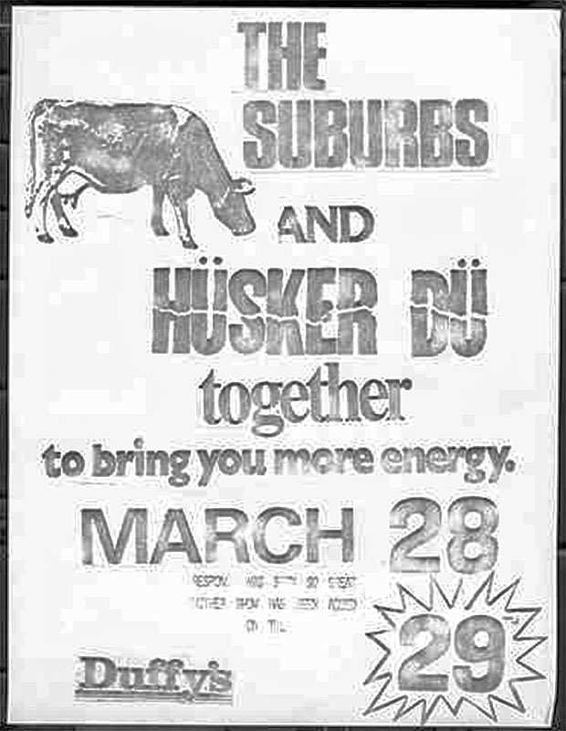 H&uuml;sker D&uuml; 28-29 Mar 1980 flyer (Duffy's, Minneapolis)
