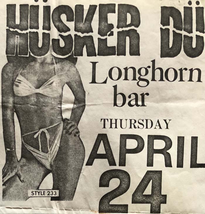 Hüsker Dü 24 Apr 1980 print ad (Longhorn, Minneapolis)