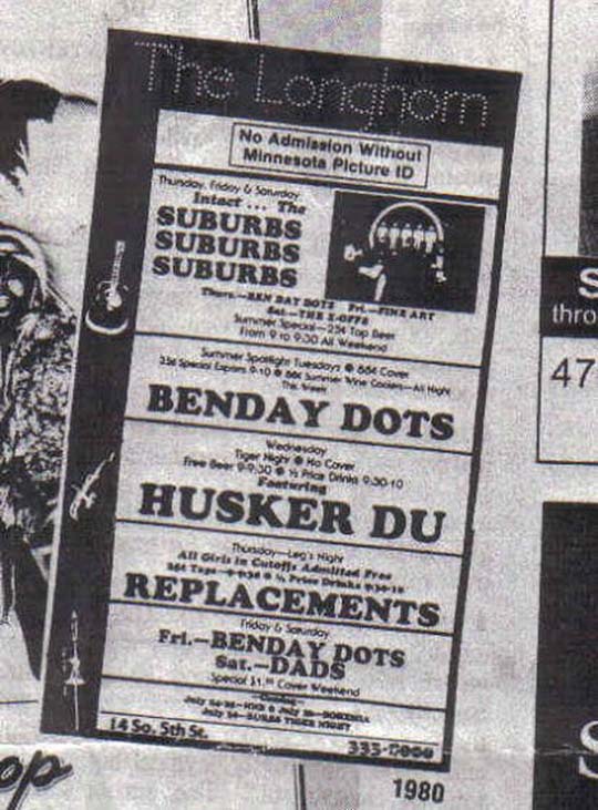 Hüsker Dü 16 Jul 1980 print ad (Longhorn, Minneapolis)