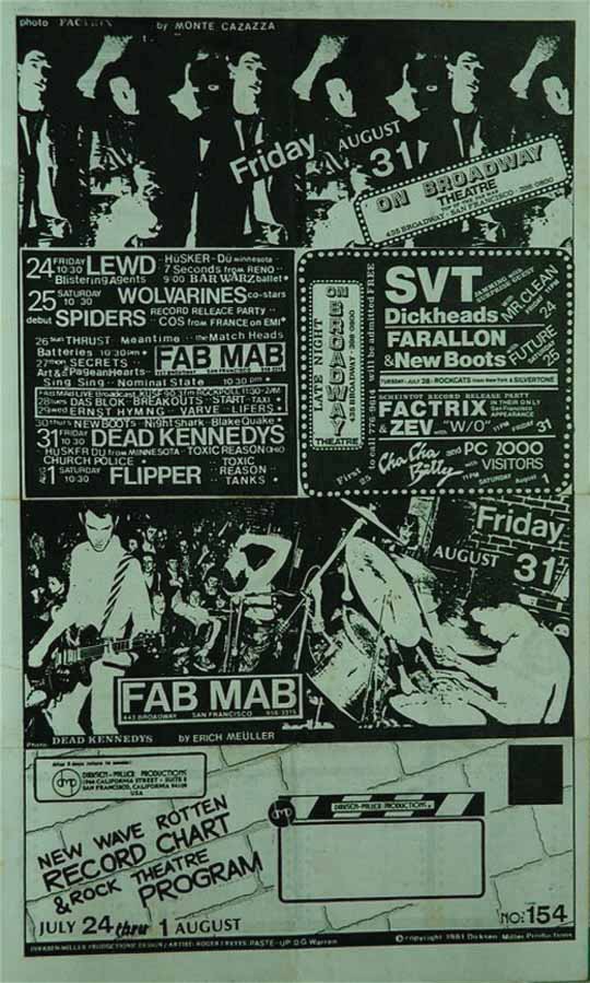 Hüsker Dü Fab Mab calendar, 31 Jul 1981
