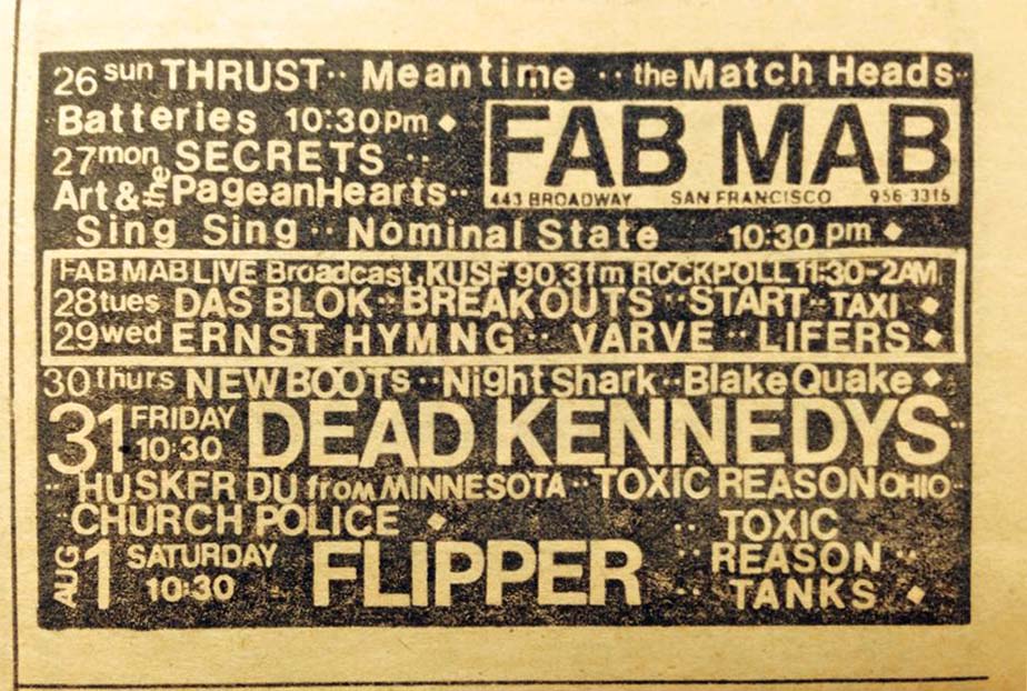 Hüsker Dü Fab Mab calendar, 31 Jul 1981