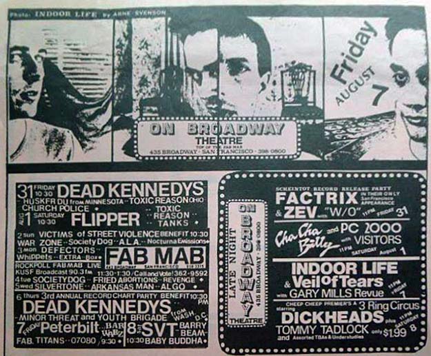 Hüsker Dü Fab Mab print ad, 31 Jul 1981