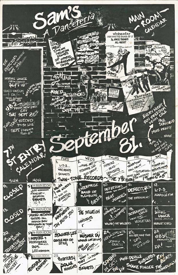 Hüsker Dü club calendar, 05, 23 Sep 1981