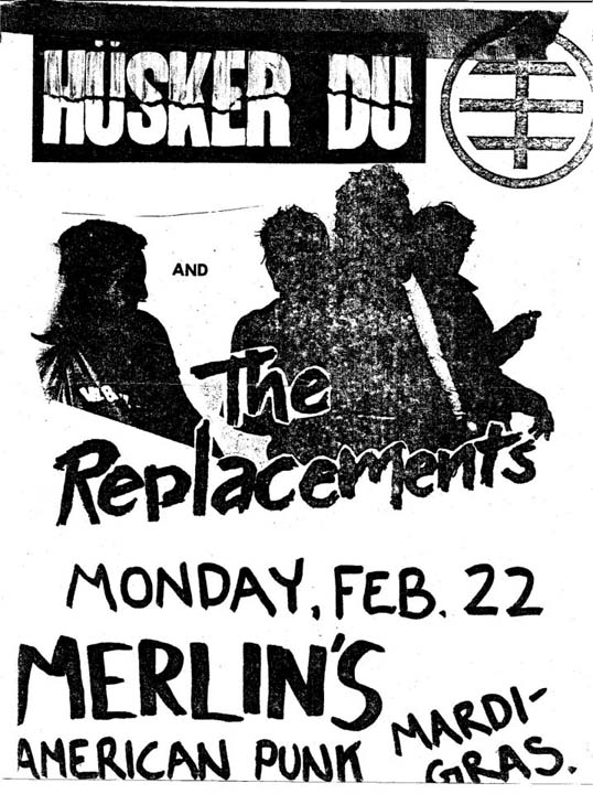 Hüsker Dü 22 Feb 1982 flyer (Merlyn's, Madison WI)