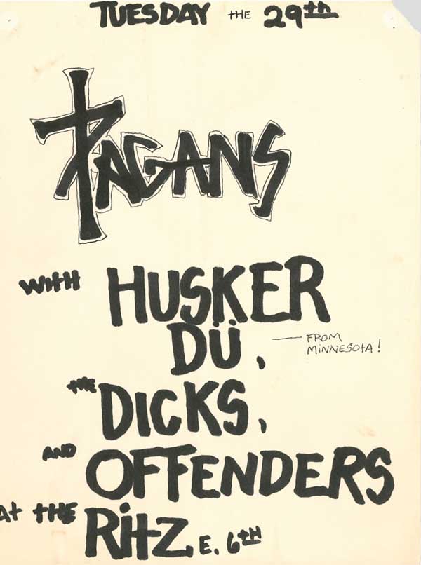 Hüsker Dü 29 Jun 1982 flyer (Ritz, Austin)