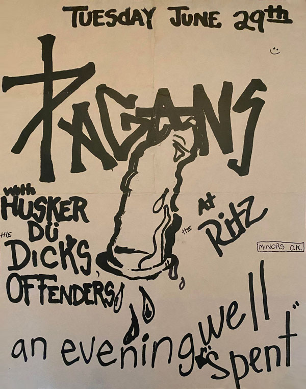 Hüsker Dü 29 Jun 1982 flyer (Ritz, Austin TX)