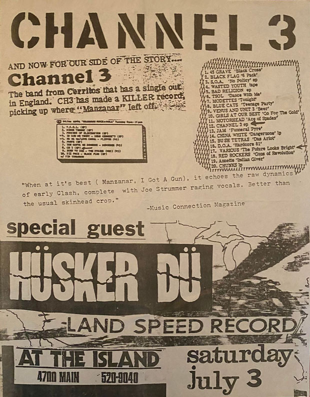 Hüsker Dü 01 Jul 1982 flyer (Rock Island, Houston TX)