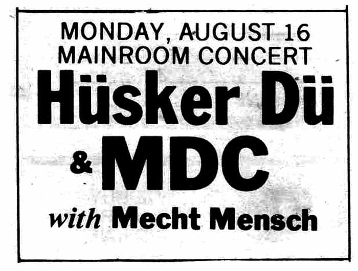 Hüsker Dü 16 Aug 1982