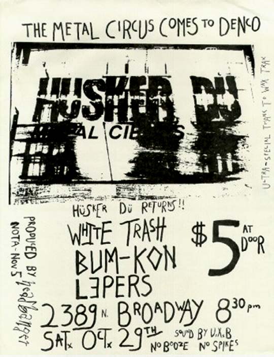 Hüsker Dü flyer, 29 Oct 1983, Kennedy's, Denver