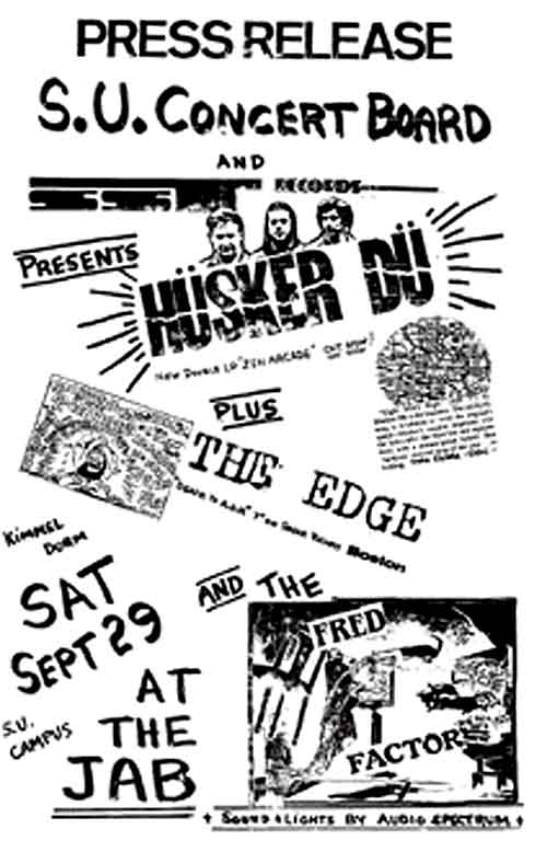 Hüsker Dü flyer, 29 Sep 1984, Jabberwocky, Syracuse University (2)