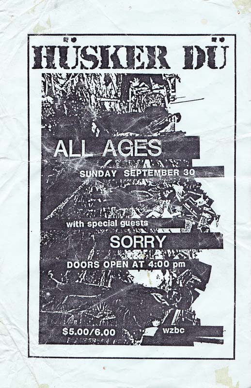 Hüsker Dü flyer, 30 Sep 1984, Channel, Boston