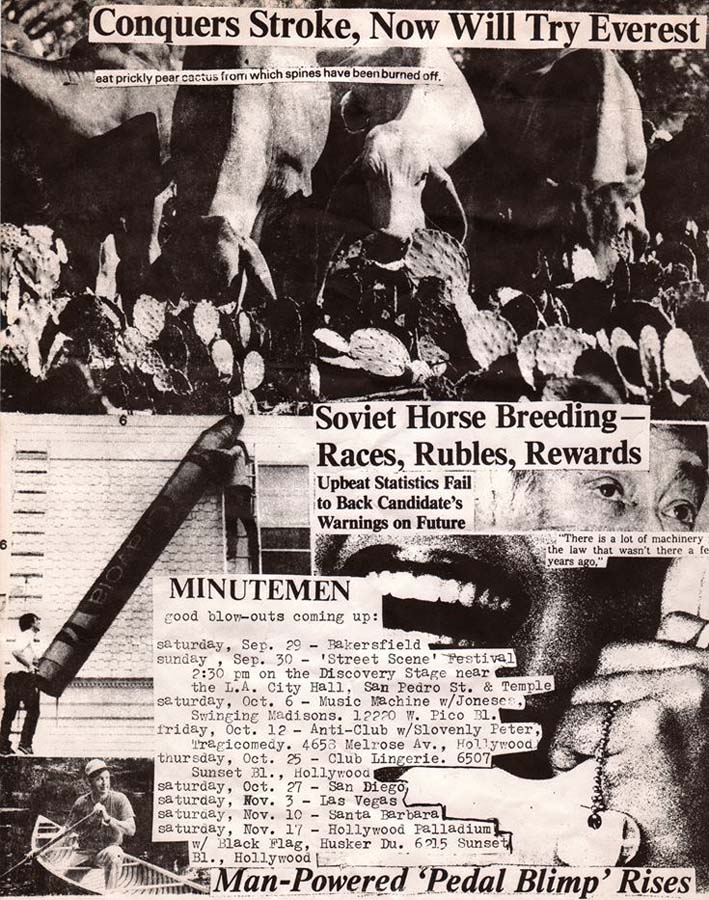 Ad for Minutemen tour dates listing Hüsker Dü, 17 Nov 1984