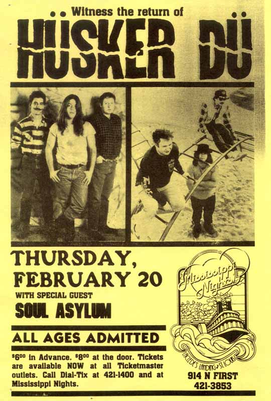 Hüsker Dü 20 Feb 1986 flyer