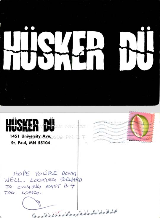 Hüsker Dü black postcard