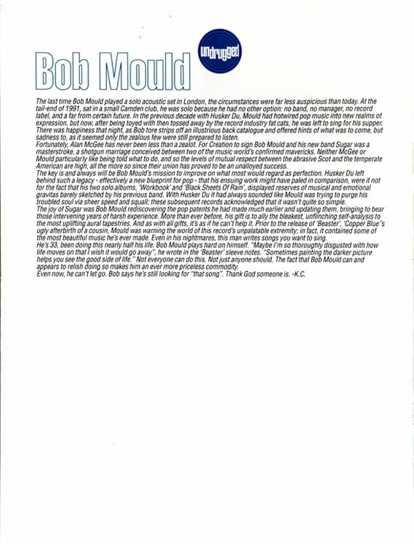 Undrugged programme Bob Mould page 1