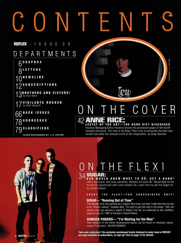 Reflex Magazine #29 table of contents page